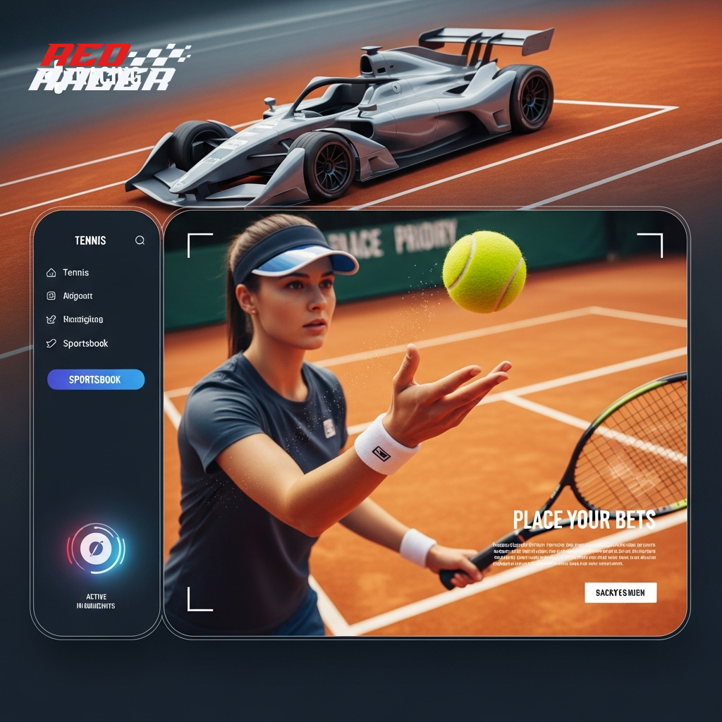 Kombination aus Rennsport und Tennis als Symbol für Sportwetten